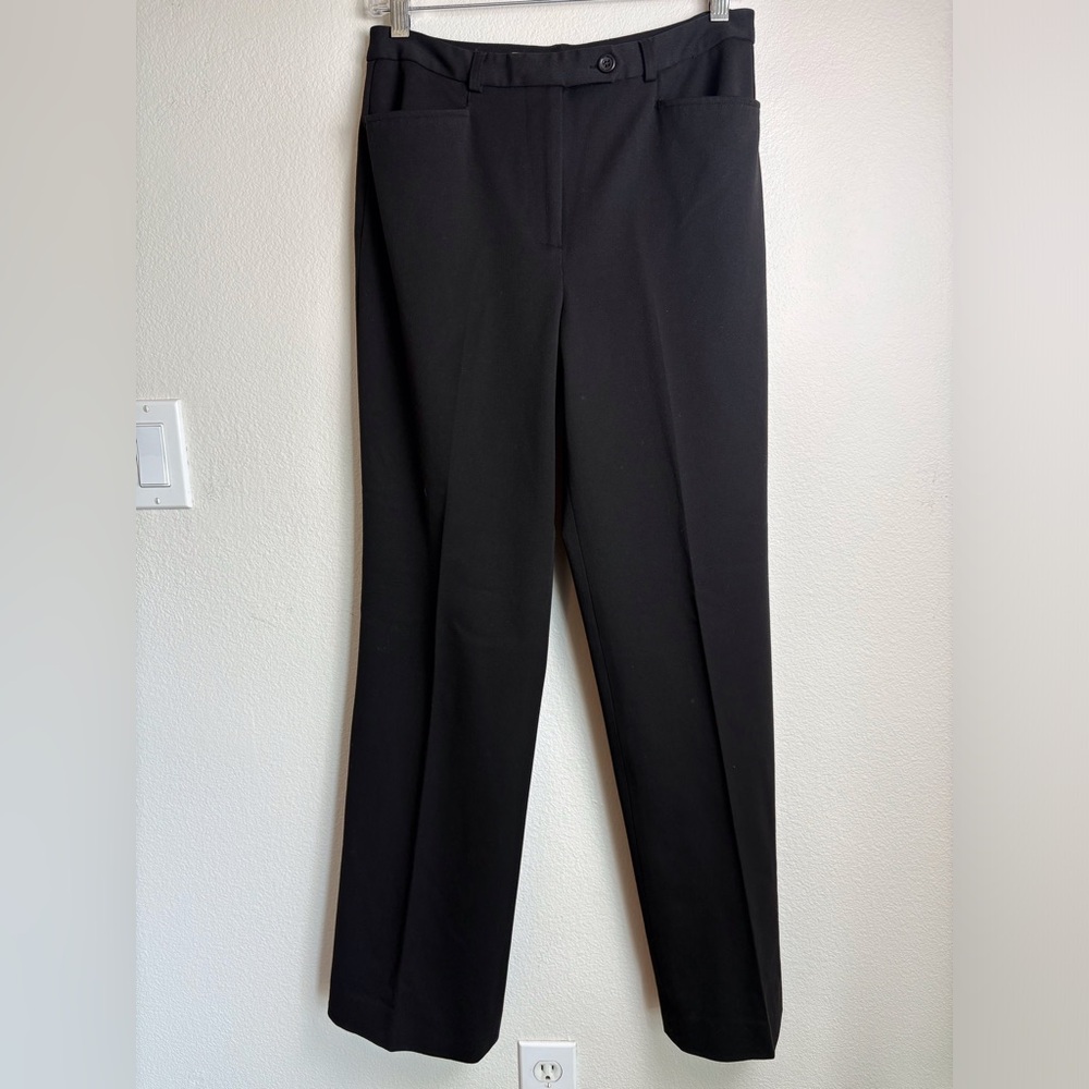 Talbots Black Stretch Trousers Size 6 Straight Leg Mid High Rise Career Pants